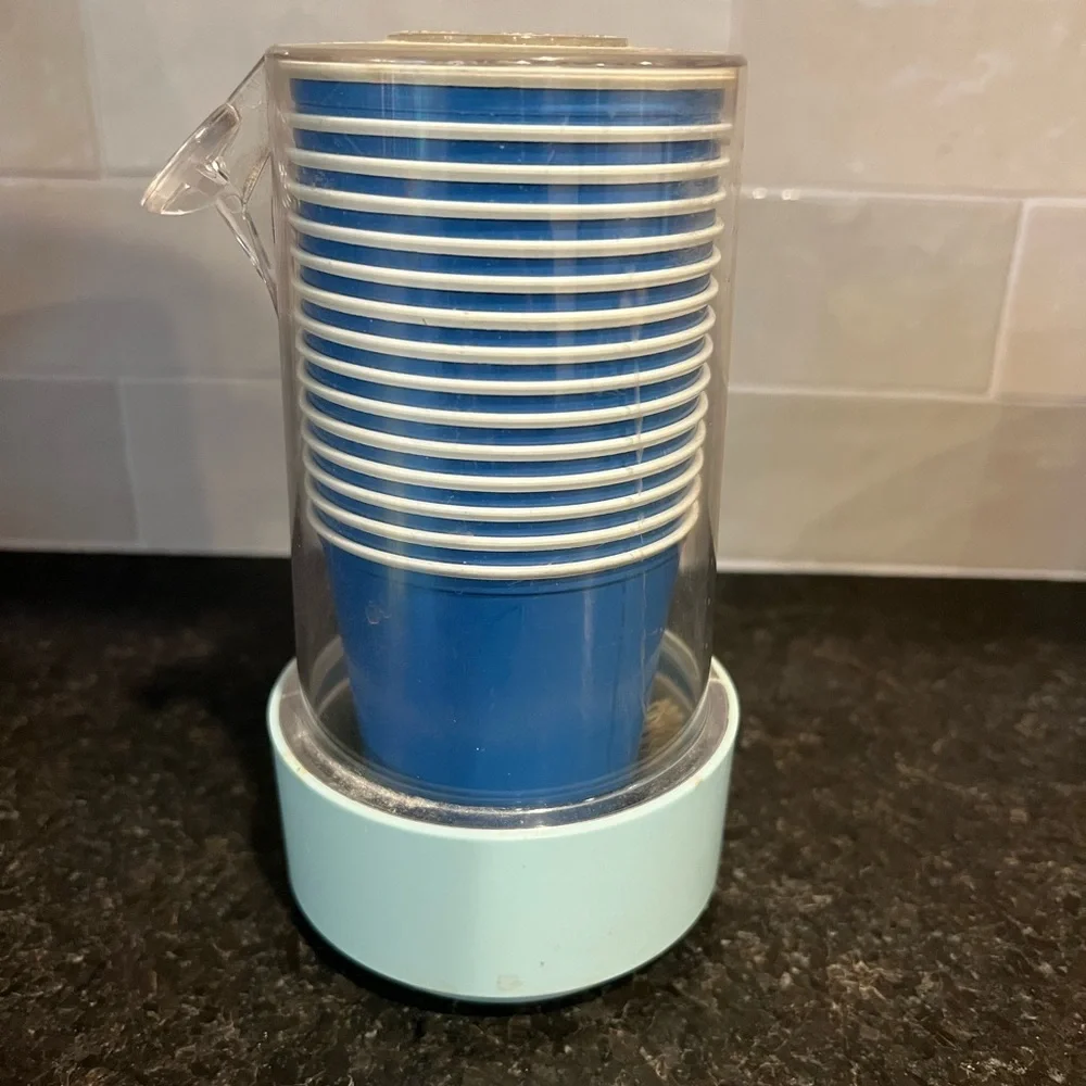 Vintage 1950’s Safe Solo Cup Bathroom Dispenser Baby Blue Wall Mount